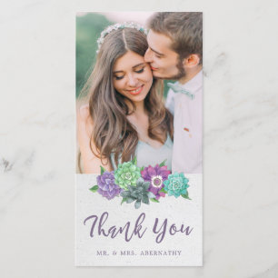 Succulents Wedding Thank You Card Lavender