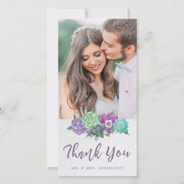 Succulents Wedding Thank You Card | Lavender (Front)