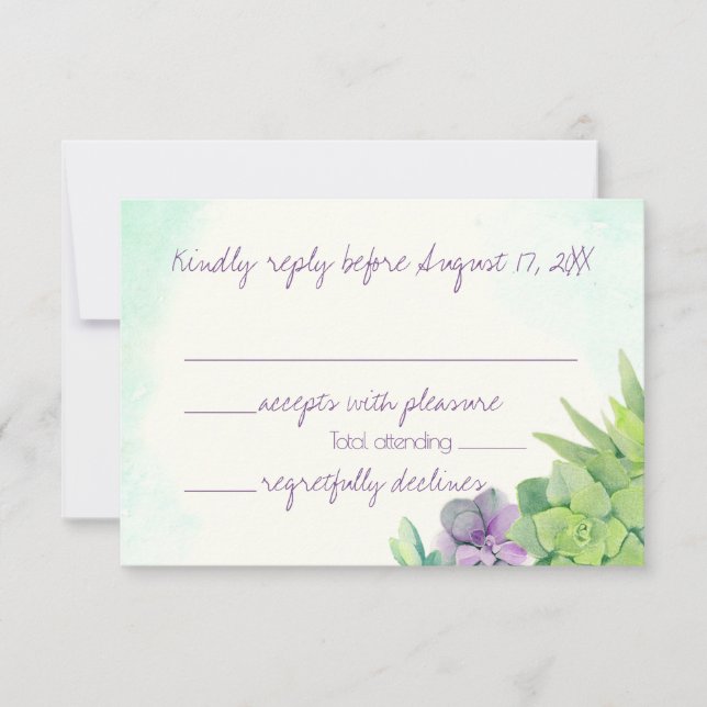 Succulents Wedding Watercolor RSVP (Front)