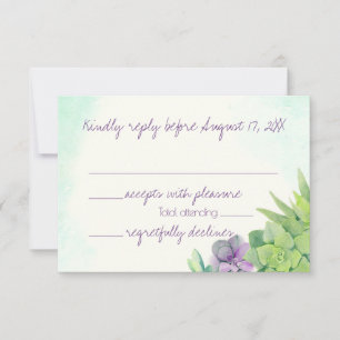 Succulents Wedding Watercolor RSVP Card