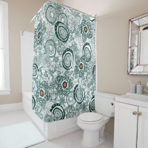 succulents white green rhubarb star shower curtain