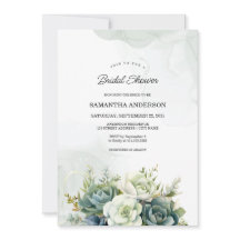 Succulents, white roses and greenery Bridal Shower