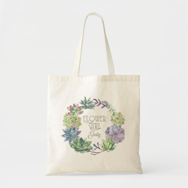 Succulents Wreath Flower Girl ID517 Tote Bag (Front)