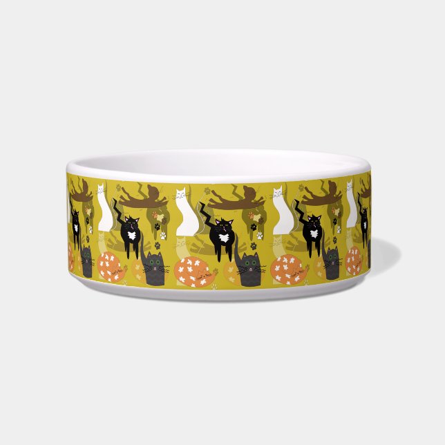 Such different cats. Medium Pet Bowl (Front)