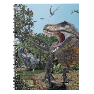 Suchomimus and Tyrannosaurus Rex Confrontation Spiral Notebook