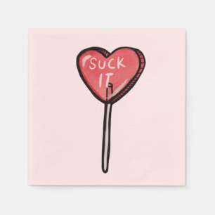 Suck it Anti Valentine Heart Sucker Napkin