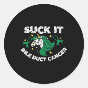 Suck It Bile Duct Cancer Fun Quote With Unicorn 1 Classic Round Sticker