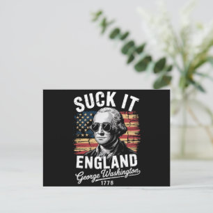 Suck It England 4th of July George Washington 1776 Postcard