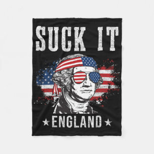 Suck It England Funny 4th Of July - George Washing Fleece Blanket