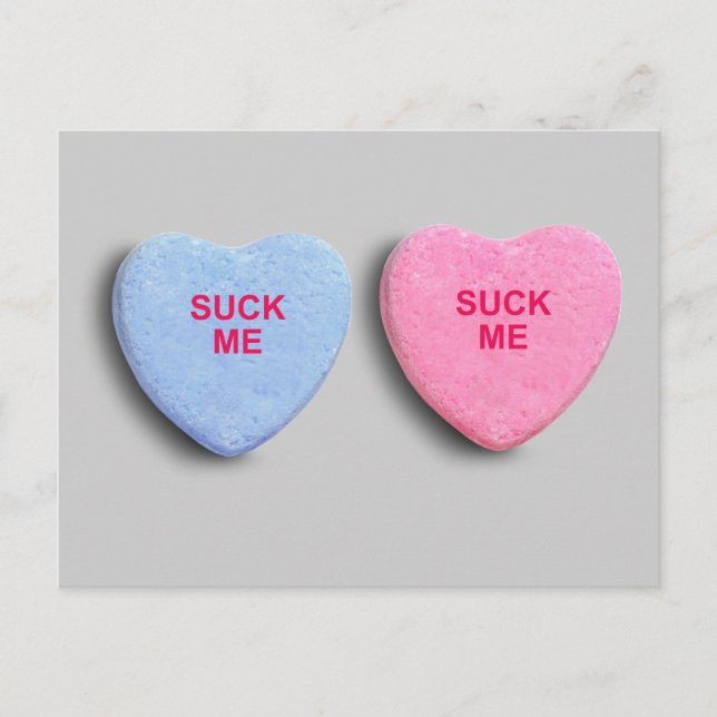 SUCK ME CANDY HEART POSTCARD (Front)