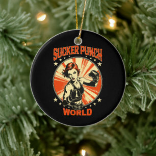 Sucker Punch the World Ceramic Tree Decoration