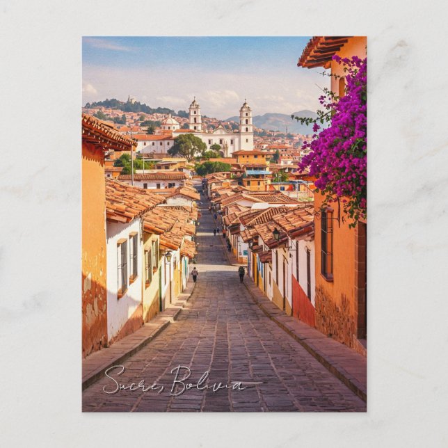 Sucre Bolivia Travel Watercolor Postcard (Front)