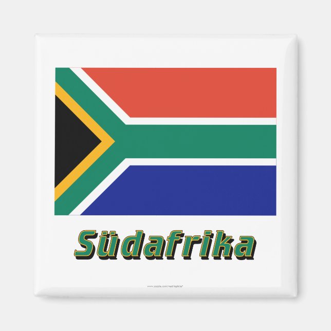 Südafrika Flagge mit Namen Magnet (Front)