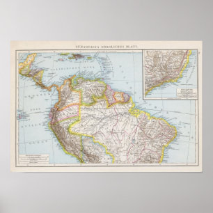 Sudamerika nordliches Blatt - South America Map Poster