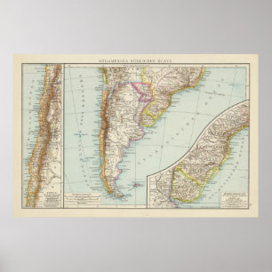 Sudamerika sudliches Blatt - South America Map Poster