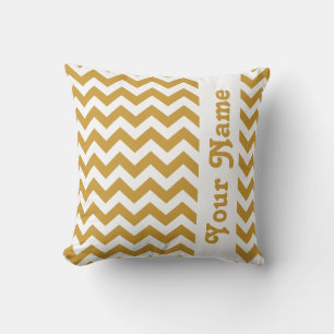 Sudan Brown Safari Chevron with custom text Cushion