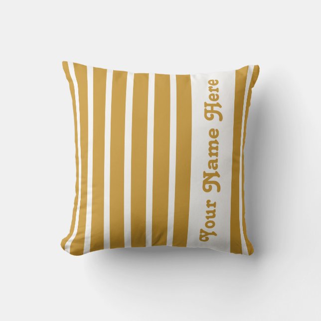 Sudan Brown Safari Stripe Pillow with name (Front)