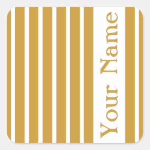 Sudan Brown Safari Stripe with name Square Sticker