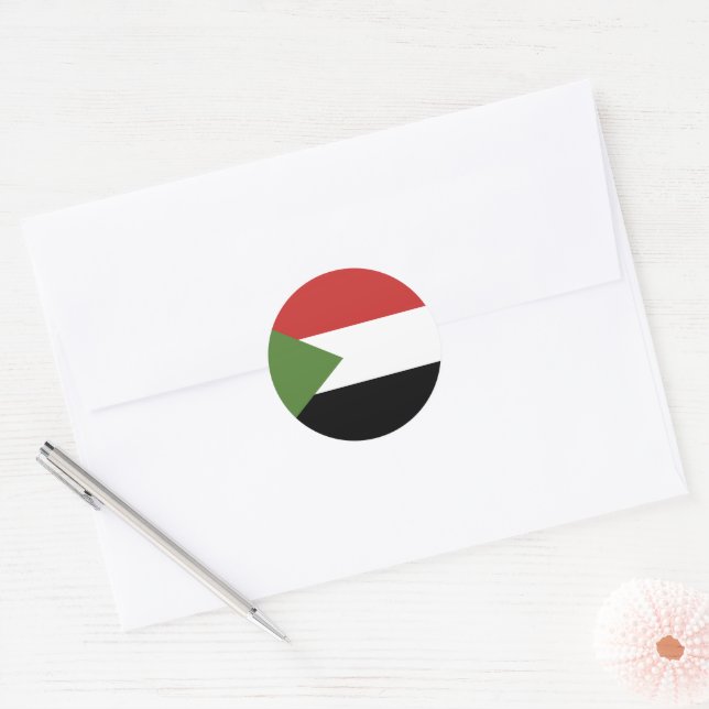 Sudan flag classic round sticker (Envelope)
