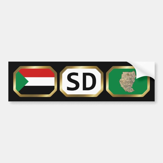 Sudan Flag Map Code Bumper Sticker (Front)