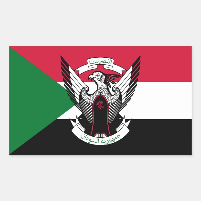 Sudanese Flag & Emblem, Flag of Sudan Rectangular Sticker (Front)
