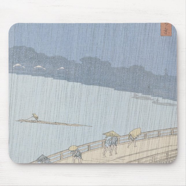 Sudden Shower on Ohashi Bridge at Ataka Mouse Pad (Front)