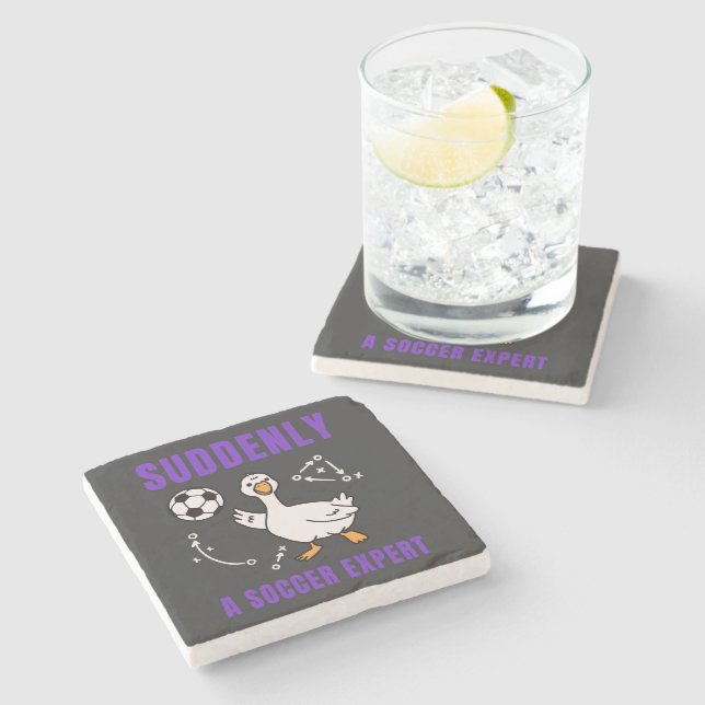 Suddenly a soccer expert stone coaster (Side)