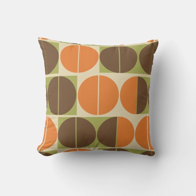 Suddenly Seventies Orange Brown Green Geometric Cushion (Front)