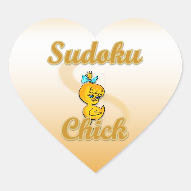 Sudoku Chick Heart Sticker (Front)