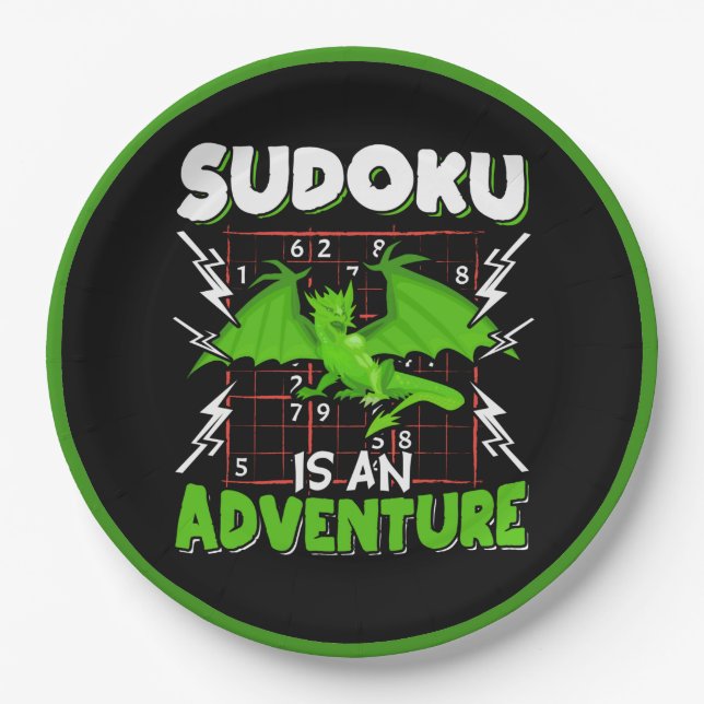 Sudoku is an Adventure Puzzle Lover Paper Plate (Front)