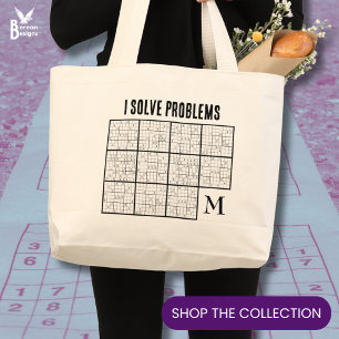 Sudoku Monogram Large Tote Bag
