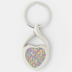 Sudoku One-Modern Geometric Watercolor Art Key Ring