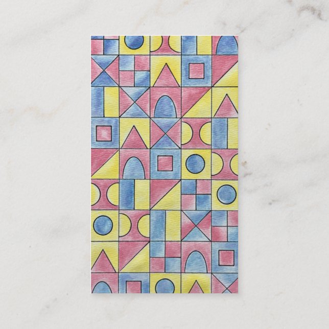 Sudoku One-Modern Minimalist Bauhaus Geometric Art Business Card (Back)