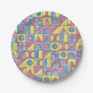 Sudoku One-Modern Minimalist Bauhaus Geometric Art Paper Plate
