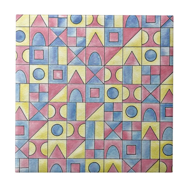 Sudoku One-Modern Minimalist Bauhaus Geometric Art Tile (Front)