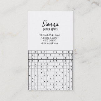 Sudoku pattern business card