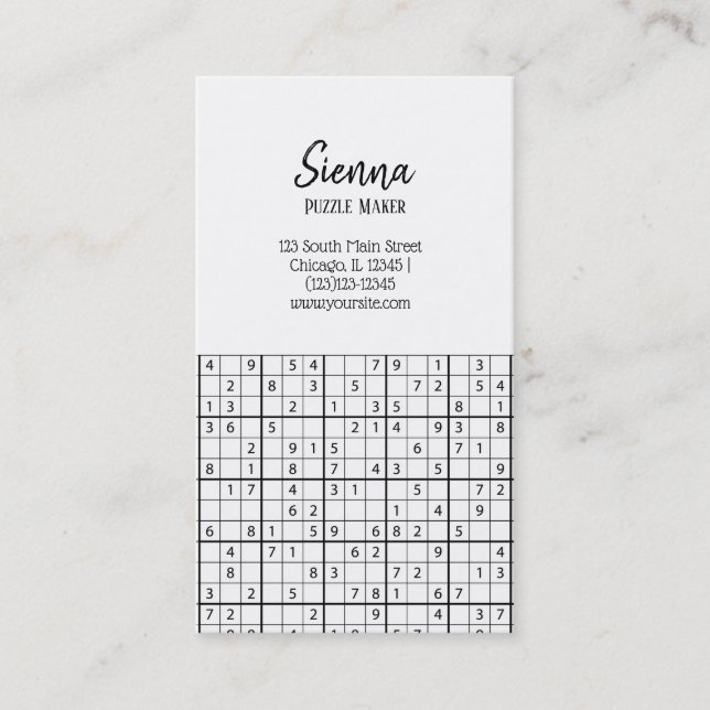 Sudoku pattern business card (Front)