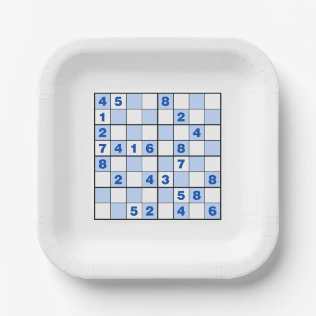  Sudoku Puzzles  Paper Plate (Front)
