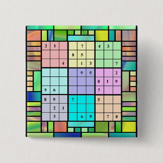 Sudoku Stained Glass Design 15 Cm Square Badge