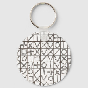 Sudoku Two-Black And White Abstract Art Key Ring