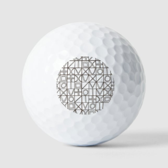 Sudoku Two-Black And White Modern Geometric Golf Balls (Front)