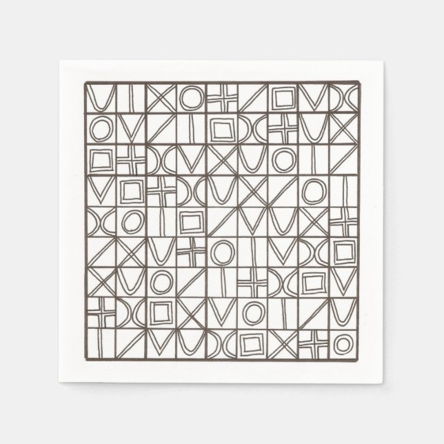 Sudoku Two-Black And White Modern Minimalist Napkin (Front)