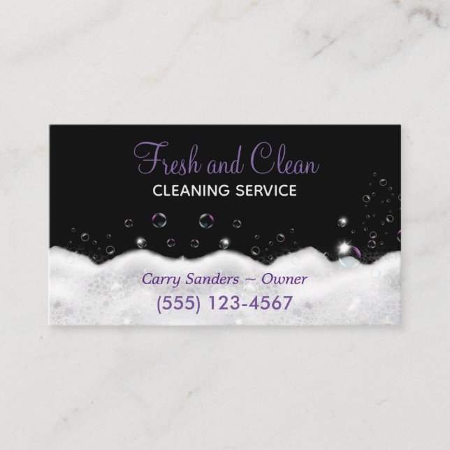 Sudsy Bubbles Design House Cleaning Service Business Card (Front)