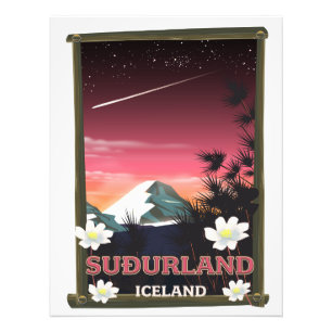 Suðurland Iceland travel poster