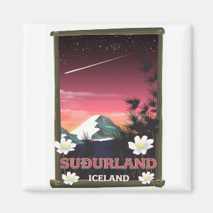 Suðurland Iceland travel poster Magnet