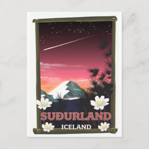 Suðurland Iceland travel poster Postcard