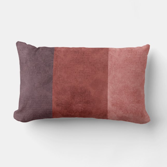 Suede Like Burnt Orange/Plum Lumbar Pillow (Front)