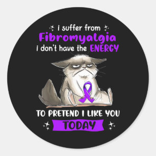 Suffer From Fibromyalgia Awareness Fun Cat Classic Round Sticker