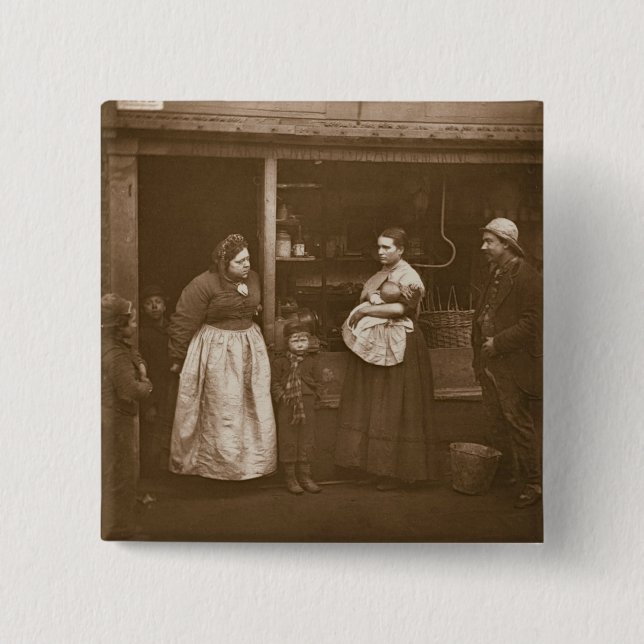 Sufferers from the Flood, from 'Street Life in Lon 15 Cm Square Badge (Front)