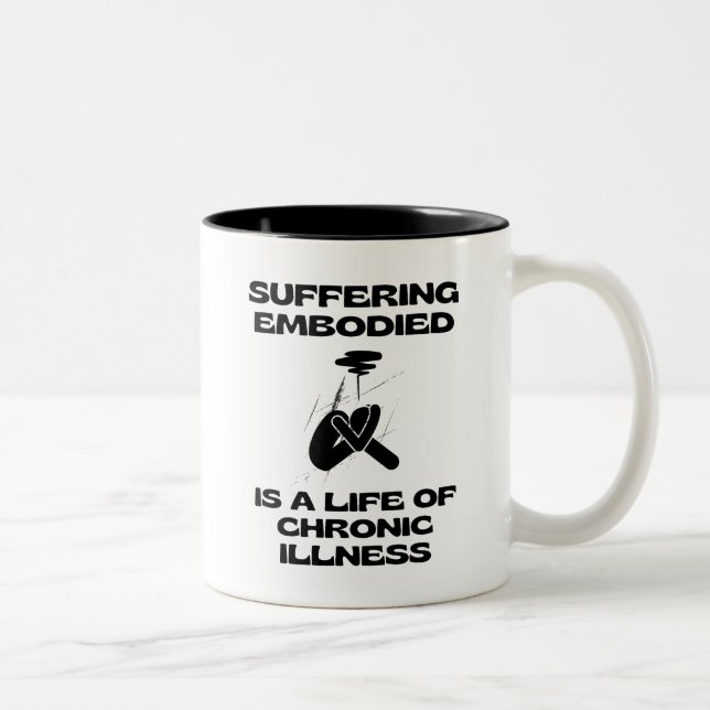 Suffering Embodied is a Life of Chronic Illness  Two-Tone Coffee Mug (Right)
